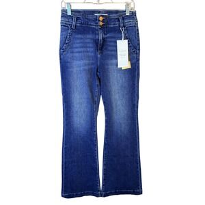 Risen Jeans Womens High Rise Flare Dark Wash Denim Jeans PF21551 Size 5/27 NEW